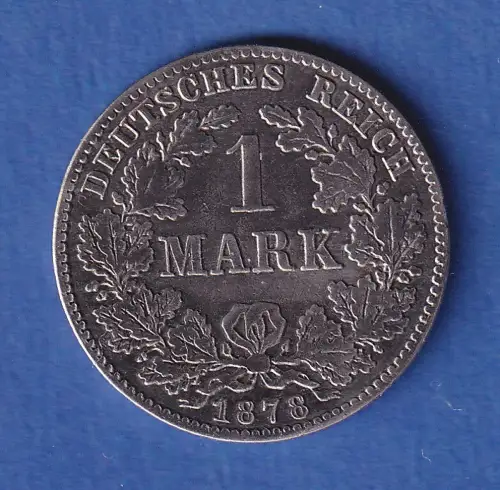 Deutsches Kaiserreich Silber-Kursmünze 1 Mark 1878 B ss