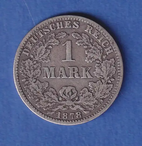 Deutsches Kaiserreich Silber-Kursmünze 1 Mark 1878 G
