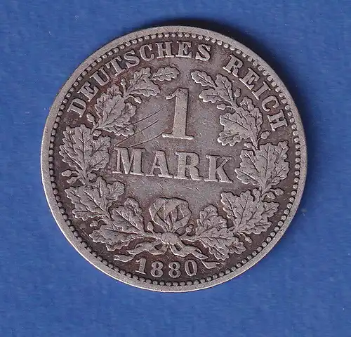 Deutsches Kaiserreich Silber-Kursmünze 1 Mark 1880 G selten!