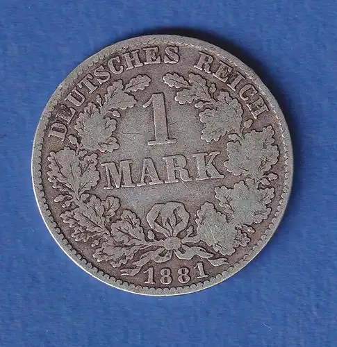 Deutsches Kaiserreich Silber-Kursmünze 1 Mark 1881 H