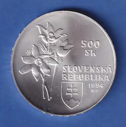 Slowakei 1994 Silbermünze 500 Kronen Nationalpark Slovenský Raj stg