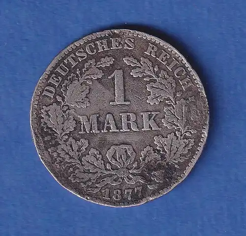 Deutsches Kaiserreich Silber-Kursmünze 1 Mark 1877 B Mängel, selten !