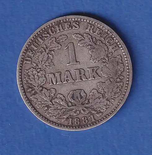 Deutsches Kaiserreich Silber-Kursmünze 1 Mark 1881 J ss