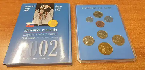 Slowakei Hockey-Meister  Slovenske Mince Majster sveta v hokeji Coin Set 2002