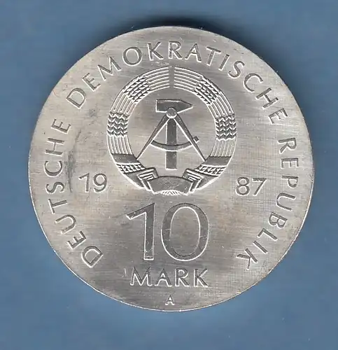 DDR 10 Mark Gedenkmünze 1987 Schauspielhaus Berlin stempelglanz stg 