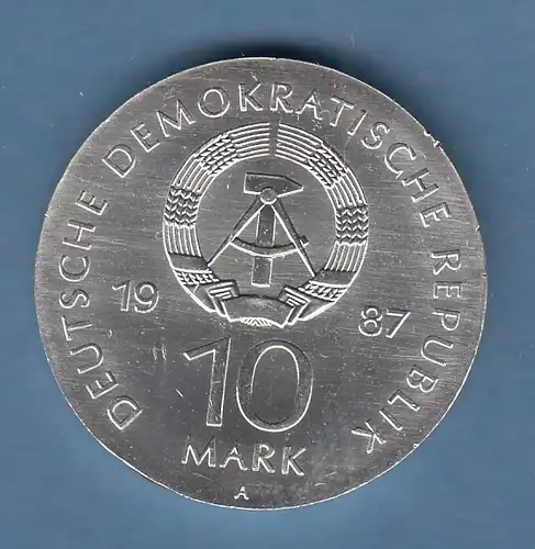 DDR 10 Mark Gedenkmünze 1987 Schauspielhaus Berlin - stempelglanz stg 