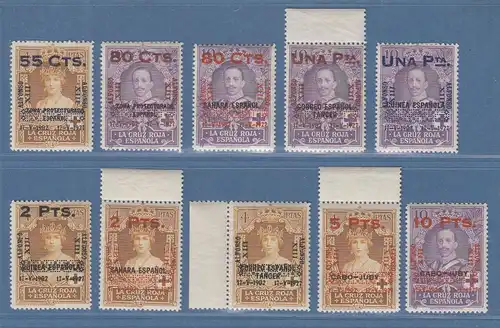 Spanien 1927 25J. Krönung Alfons XIII. Mi.-Nr. 351-60 kpl. Satz * / **