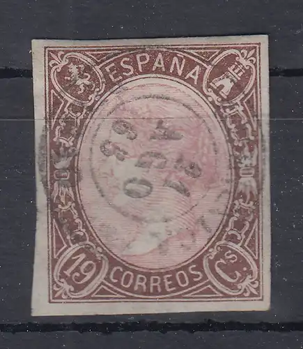 Spanien 1865 Königin Isabella II. 19 Cuartos Mi.-Nr. 64 gestempelt 