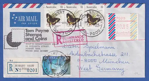 Australien Frama-ATM 1. Ausgabe 1984 Code 7000 Hobart Wert 00,85 +ZF auf R-Brief