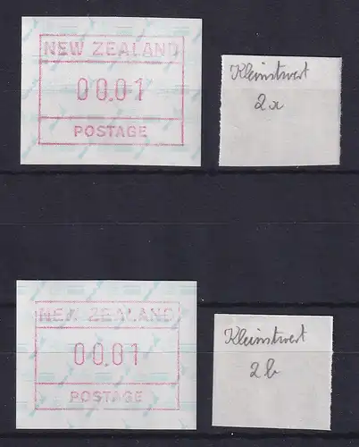 Neuseeland Frama-ATM 2. Ausg. 1986 Zifferntype 2a und 2b je Kleinwert **