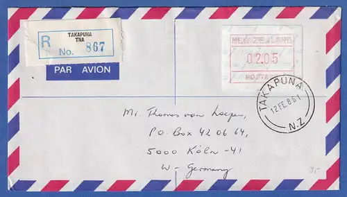 Neuseeland Frama-ATM 2. Ausg. 1986 Wert 02,25 auf Lp-R-FDC, O Takapuna 
