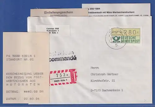 ATM Inbetriebnahme erster MWZD d. 2. Generation mit Quittungsabgabe Köln 22.3.84