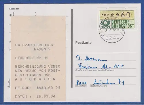 ATM Inbetriebnahme-FDC MWZD 2. Generation mit Quittung. Berchtesgaden 26.3.84