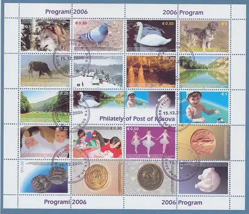 Kosovo 2006 Zusammendruckbogen 18 Werte und 2 Zierfelder gestempelt O