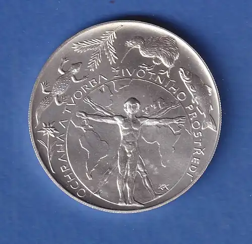 Tschechien 1994 Silbermünze 200 Kronen Umweltschutz stg