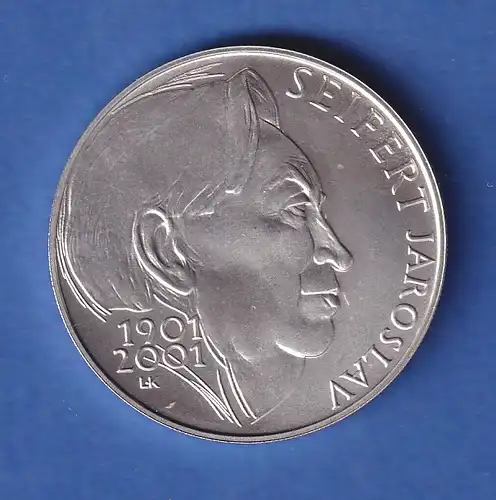 Tschechien 2001 Silbermünze 200 Kronen 100. Geburtstag von Jaroslav Seifert stg