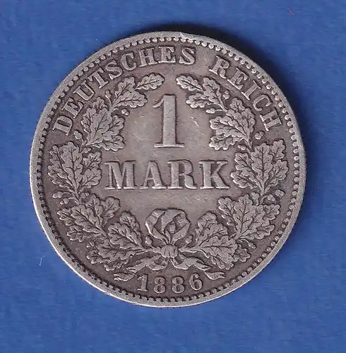 Deutsches Kaiserreich Silber-Kursmünze 1 Mark 1886 F