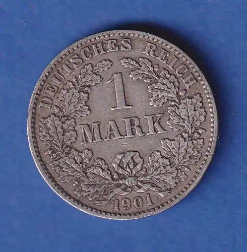 Deutsches Kaiserreich Silber-Kursmünze 1 Mark 1901 G