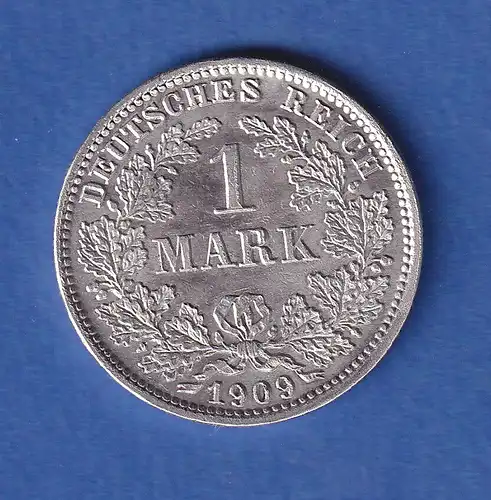 Deutsches Kaiserreich Silber-Kursmünze 1 Mark 1909 E stg