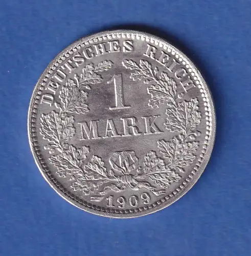 Deutsches Kaiserreich Silber-Kursmünze 1 Mark 1909 E stg
