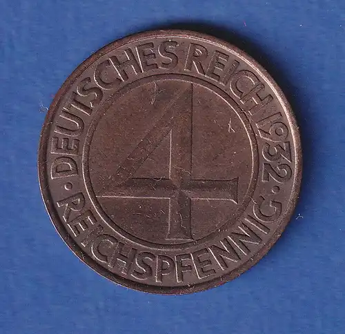 Deutsches Reich Kursmünze 4 Reichspfennig 1932 A