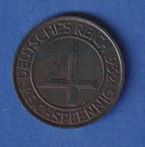 Deutsches Reich Kursmünze 4 Reichspfennig 1932 G