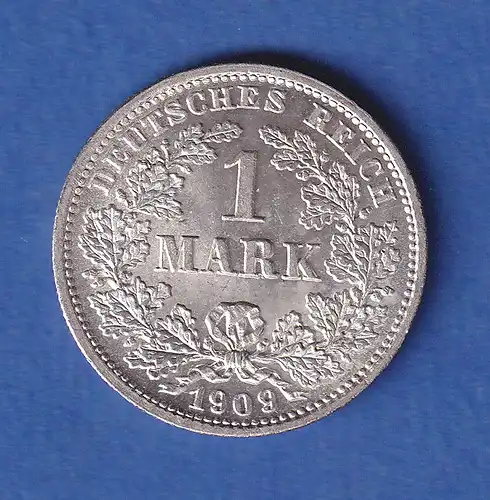 Deutsches Kaiserreich Silber-Kursmünze 1 Mark 1909 D stg