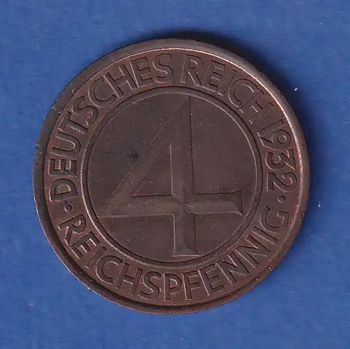 Deutsches Reich Kursmünze 4 Reichspfennig 1932 E