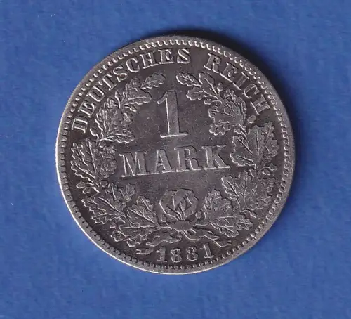 Deutsches Kaiserreich Silber-Kursmünze 1 Mark 1881 E