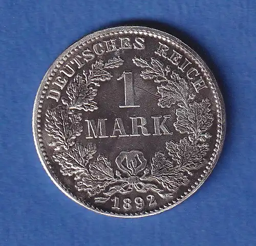 Deutsches Kaiserreich Silber-Kursmünze 1 Mark 1892 D