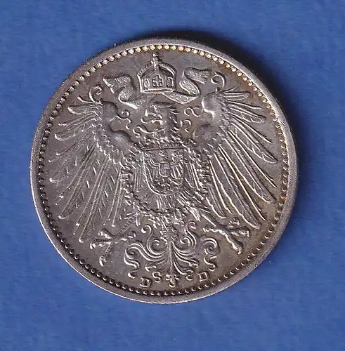 Deutsches Kaiserreich Silber-Kursmünze 1 Mark 1904 D