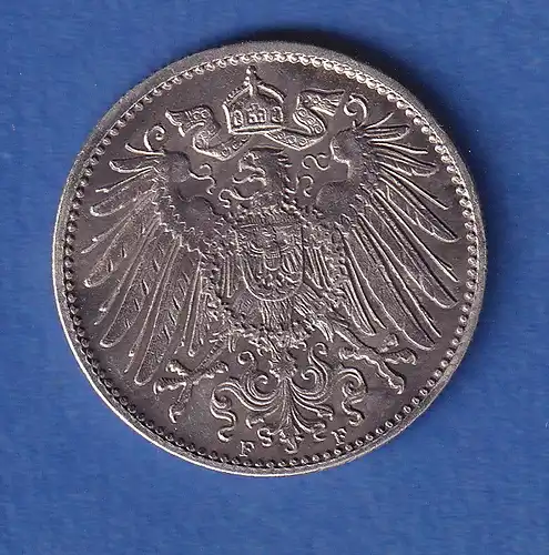 Deutsches Kaiserreich Silber-Kursmünze 1 Mark 1907 F