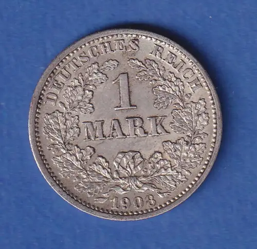 Deutsches Kaiserreich Silber-Kursmünze 1 Mark 1908 D