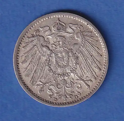 Deutsches Kaiserreich Silber-Kursmünze 1 Mark 1908 D