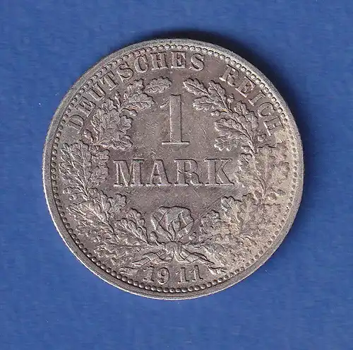 Deutsches Kaiserreich Silber-Kursmünze 1 Mark 1911 F