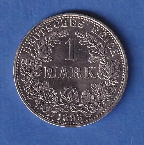 Deutsches Kaiserreich Silber-Kursmünze 1 Mark 1893 A stg