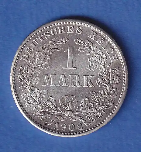 Deutsches Kaiserreich Silber-Kursmünze 1 Mark 1902 E stg