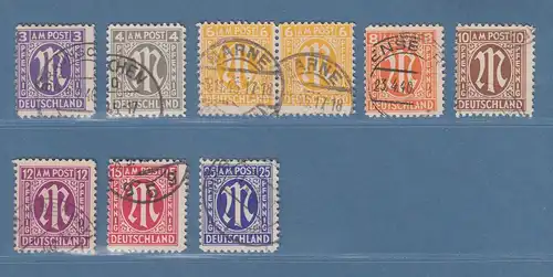 Bizone AM-Post amerik. Druck x-Papier kpl. Satz 8 Werte, alle gpr. Hettler BPP !