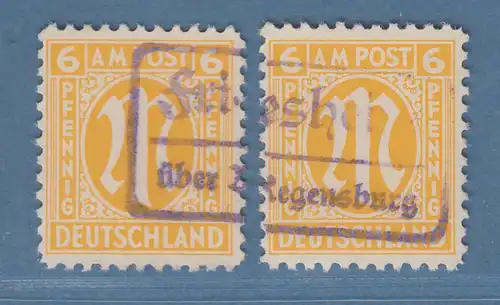 Bizone AM-Post amerik. Druck 6 Pfg y-Papier 2 Wte, sauber O Friesheim Regensburg