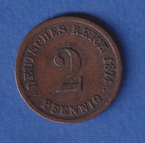 Deutsches Reich Kursmünze 2 Pfennig 1874 A ss