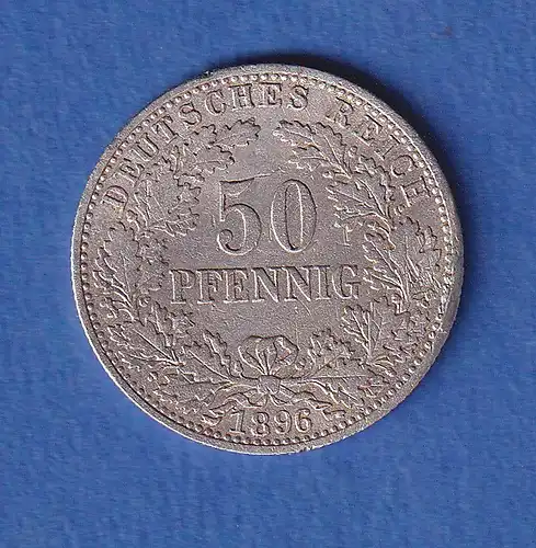 Deutsches Kaiserreich Silber-Kursmünze 50 Pfennig 1896 A (Eichenlaubkranz) ss
