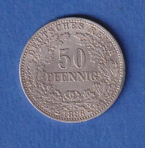 Deutsches Kaiserreich Silber-Kursmünze 50 Pfennig 1896 A (Eichenlaubkranz) ss