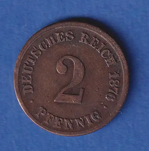 Deutsches Reich Kursmünze 2 Pfennig 1876 H vz