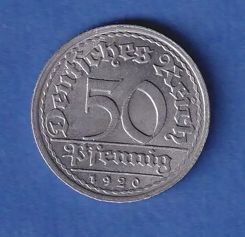 Deutsches Reich Kursmünze 50 Pfennig 1920 E vz