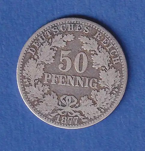 Deutsches Kaiserreich Silber-Kursmünze 50 Pfennig 1877 B ss