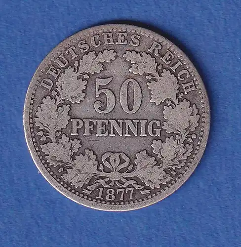 Deutsches Kaiserreich Silber-Kursmünze 50 Pfennig 1877 D ss