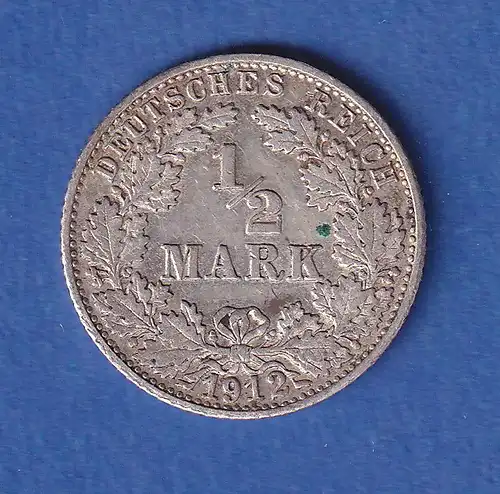 Deutsches Kaiserreich Silber-Kursmünze 1/2 Mark 1912 F vz