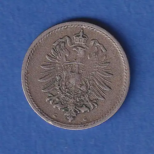 Deutsches Reich Kursmünze 5 Pfennig 1875 G ss