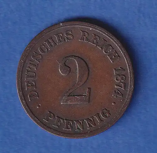 Deutsches Reich Kursmünze 2 Pfennig 1874 F ss
