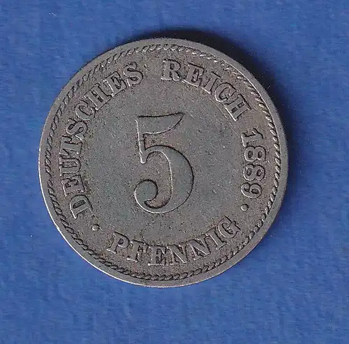 Deutsches Reich Kursmünze 5 Pfennig 1889 E ss